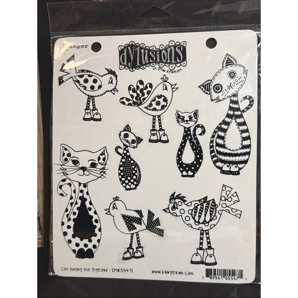 Dylusions Stamp set Among the pigeons kitty cats Cat birds Ranger